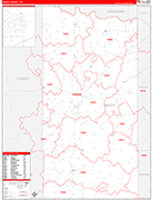 Grady County Wall Map Red Line Style