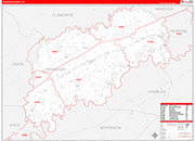 Grainger County Wall Map Red Line Style