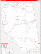 Grant County Wall Map Red Line Style