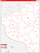 Grant County Wall Map Red Line Style