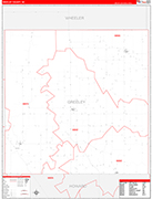 Greeley County Wall Map Red Line Style