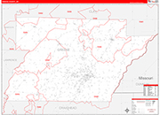 Greene County Wall Map Red Line Style