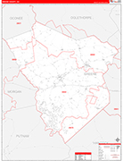 Greene County Wall Map Red Line Style