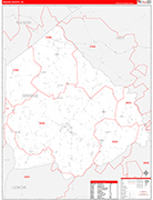 Greene County Wall Map Red Line Style