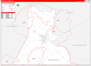 Greensville County Wall Map Red Line Style