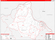 Greenup County Wall Map Red Line Style