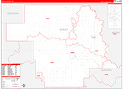 Greer County Wall Map Red Line Style