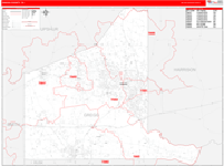 Gregg County Wall Map Red Line Style