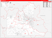 Gregg County Wall Map Red Line Style