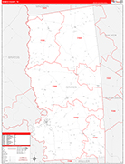 Grimes County Wall Map Red Line Style