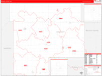 Grundy County Wall Map Red Line Style