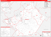 Guadalupe County Wall Map Red Line Style