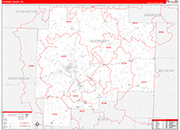 Guernsey County Wall Map Red Line Style