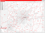 Guilford County Wall Map Red Line Style