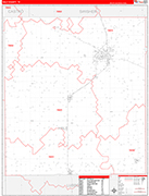 Hale County Wall Map Red Line Style