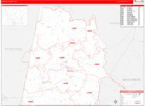 Halifax County Wall Map Red Line Style