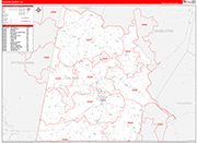 Halifax County Wall Map Red Line Style