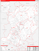 Hall County Wall Map Red Line Style