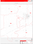 Hall County Wall Map Red Line Style