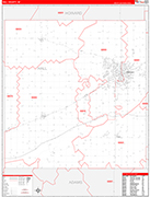 Hall County Wall Map Red Line Style