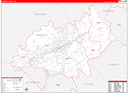 Hamblen Wall Map Red Line Style