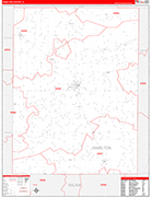 Hamilton County Wall Map Red Line Style