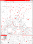 Hamilton Wall Map Red Line Style
