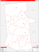 Hamilton Wall Map Red Line Style