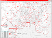 Hamilton County Wall Map Red Line Style