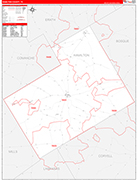 Hamilton County Wall Map Red Line Style