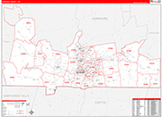 Hampden Wall Map Red Line Style