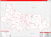 Hampshire County Wall Map Red Line Style