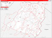 Hampshire County Wall Map Red Line Style
