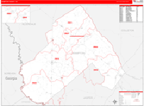 Hampton County Wall Map Red Line Style