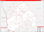 Hampton County Wall Map Red Line Style