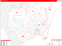 Hampton County Wall Map Red Line Style