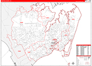 Hampton County Wall Map Red Line Style