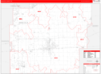 Hancock County Wall Map Red Line Style