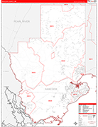 Hancock County Wall Map Red Line Style