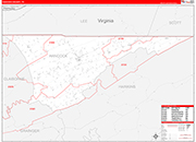 Hancock Wall Map Red Line Style