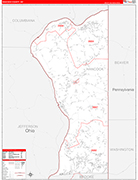 Hancock County Wall Map Red Line Style