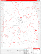 Hardeman Wall Map Red Line Style