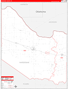 Hardeman County Wall Map Red Line Style