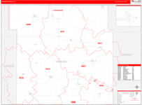 Hardin County Wall Map Red Line Style