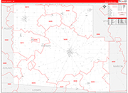 Hardin County Wall Map Red Line Style