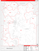 Hardin Wall Map Red Line Style