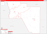 Harding County Wall Map Red Line Style