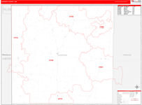 Harding County Wall Map Red Line Style