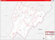 Hardy County Wall Map Red Line Style