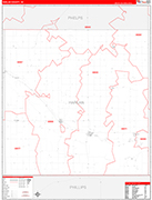 Harlan County Wall Map Red Line Style